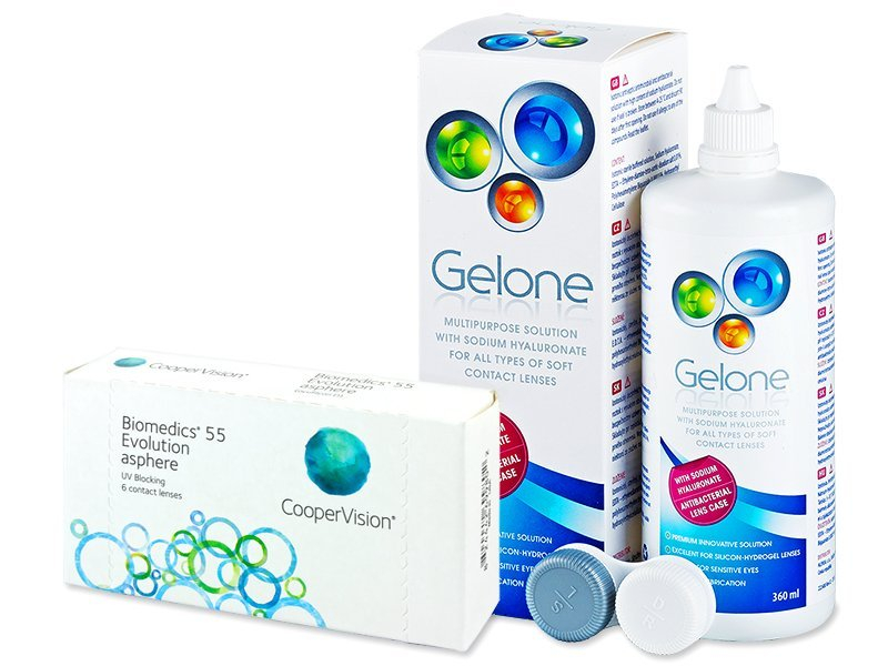Biomedics 55 Evolution (6 lenti) + soluzione Gelone 360 ml - Package deal