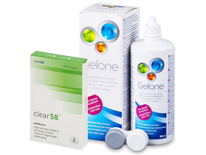 Clear 58 (6 lenti) + soluzione Gelone 360 ml - Package deal