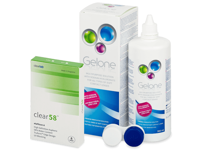 Clear 58 (6 lenti) + soluzione Gelone 360 ml - Package deal