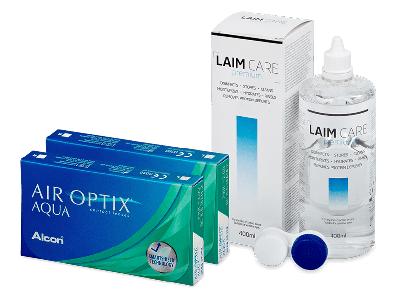 Air Optix Aqua (2x 3 lenti) + soluzione Laim Care 400 ml - Package deal