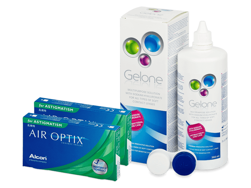 Air Optix for Astigmatism (2x 3 lenti) + soluzione Gelone 360 ml - Package deal