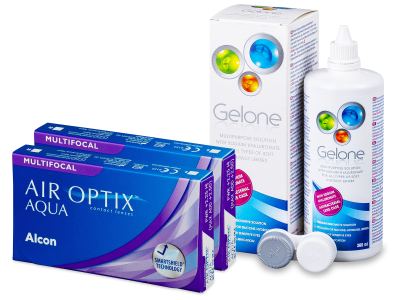 Air Optix Aqua Multifocal (2x 3 lenti) + soluzione Gelone 360 ml - Package deal
