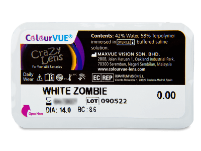 ColourVUE Crazy Lens - White Zombie - giornaliere non correttive (2 lenti) - Blister della lente