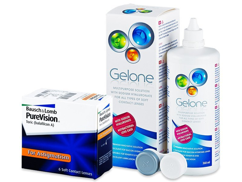 PureVision Toric (6 lenti) + soluzione Gelone 360 ml - Package deal