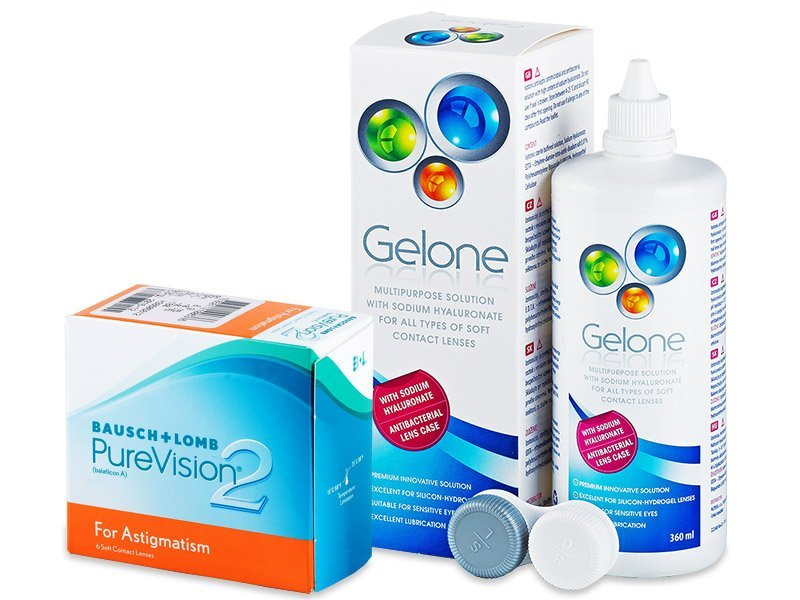 PureVision 2 for Astigmatism (6 lenti) + soluzione Gelone 360 ml - Package deal