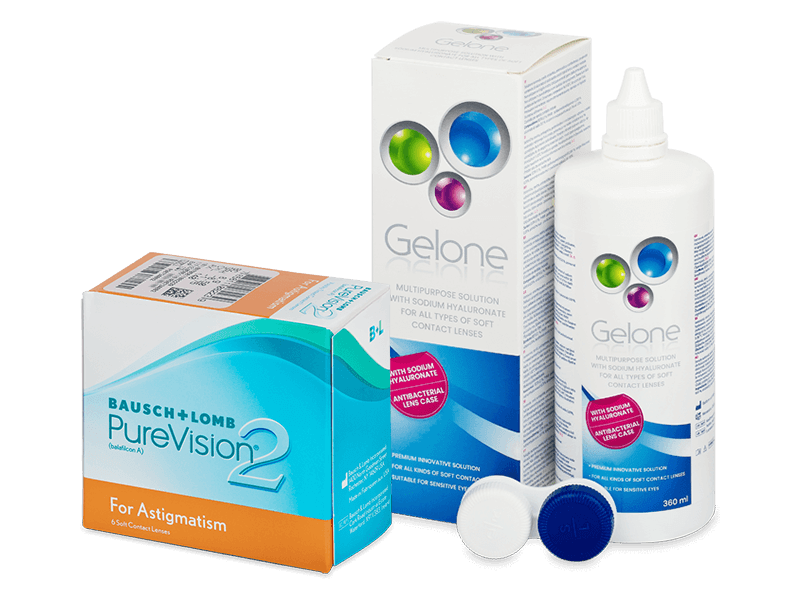 PureVision 2 for Astigmatism (6 lenti) + soluzione Gelone 360 ml - Package deal