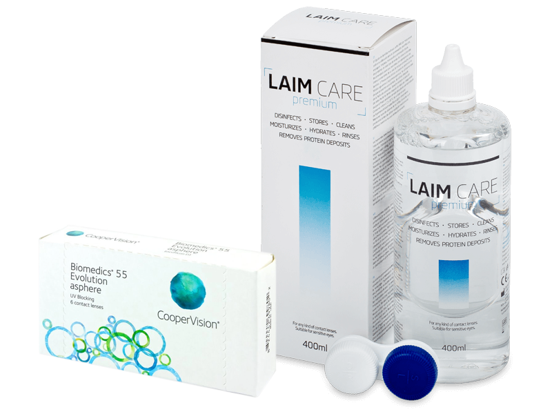 Biomedics 55 Evolution (6 lenti) + soluzione Laim-Care 400 ml - Package deal