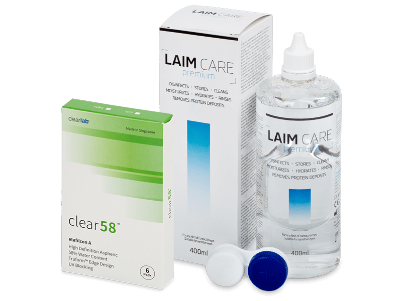 Clear 58 (6 lenti) + soluzione Laim-Care 400 ml - Package deal