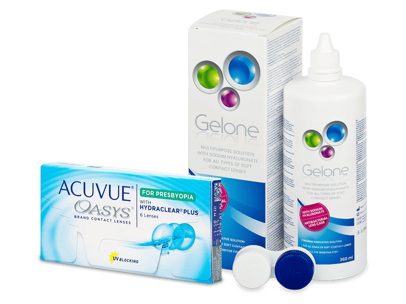 Acuvue Oasys for Presbyopia (6 lenti) + soluzione Gelone 360 ml - Package deal
