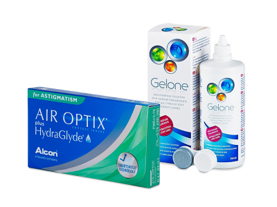 Air Optix plus HydraGlyde for Astigmatism (3 lenti) + soluzione Gelone 360 ml
