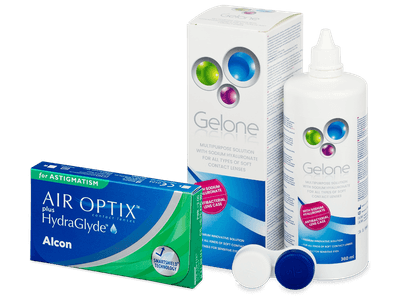 Air Optix plus HydraGlyde for Astigmatism (3 lenti) + soluzione Gelone 360 ml