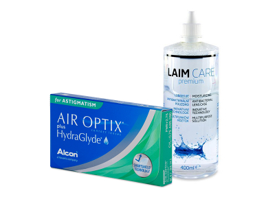 Air Optix plus HydraGlyde for Astigmatism (3 lenti) + soluzione Laim-Care 400 ml