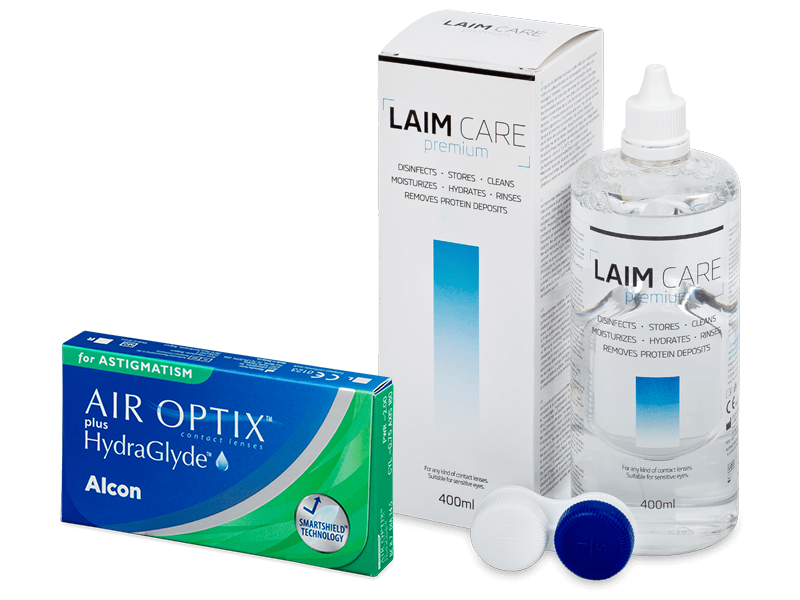 Air Optix plus HydraGlyde for Astigmatism (3 lenti) + soluzione Laim-Care 400 ml - Package deal