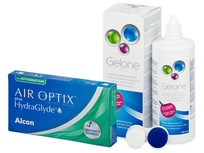 Air Optix plus HydraGlyde for Astigmatism (6 lenti) + soluzione Gelone 360 ml - Package deal