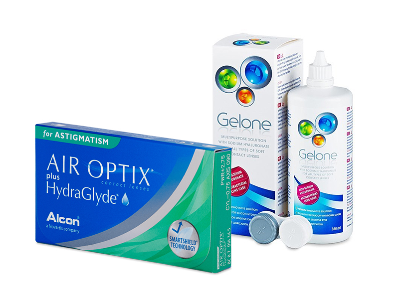 Air Optix plus HydraGlyde for Astigmatism (6 lenti) + soluzione Gelone 360 ml