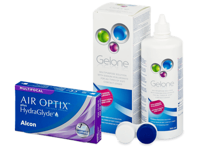 Air Optix plus HydraGlyde Multifocal (3 lenti) + soluzione Gelone 360 ml