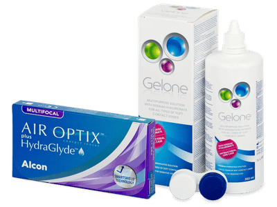 Air Optix plus HydraGlyde Multifocal (6 lenti) + soluzione Gelone 360 ml - Package deal