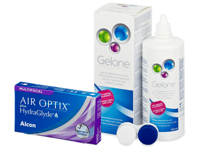 Air Optix plus HydraGlyde Multifocal (6 lenti) + soluzione Gelone 360 ml - Package deal