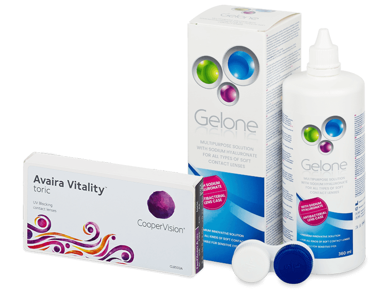 Avaira Vitality Toric (6 lenti) + soluzione Gelone 360 ml - Package deal
