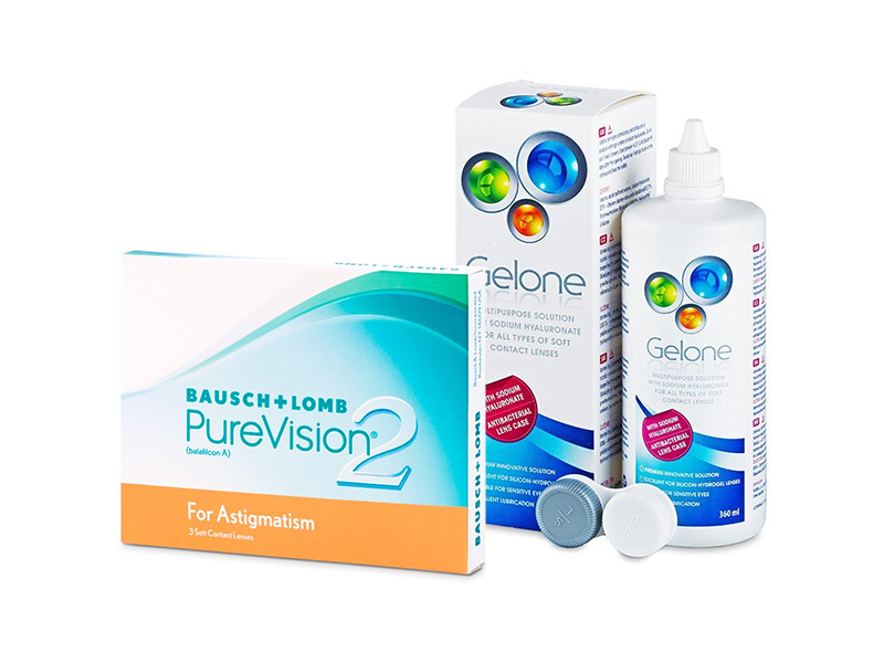 PureVision 2 for Astigmatism (3 lenti) + soluzione Gelone 360 ml