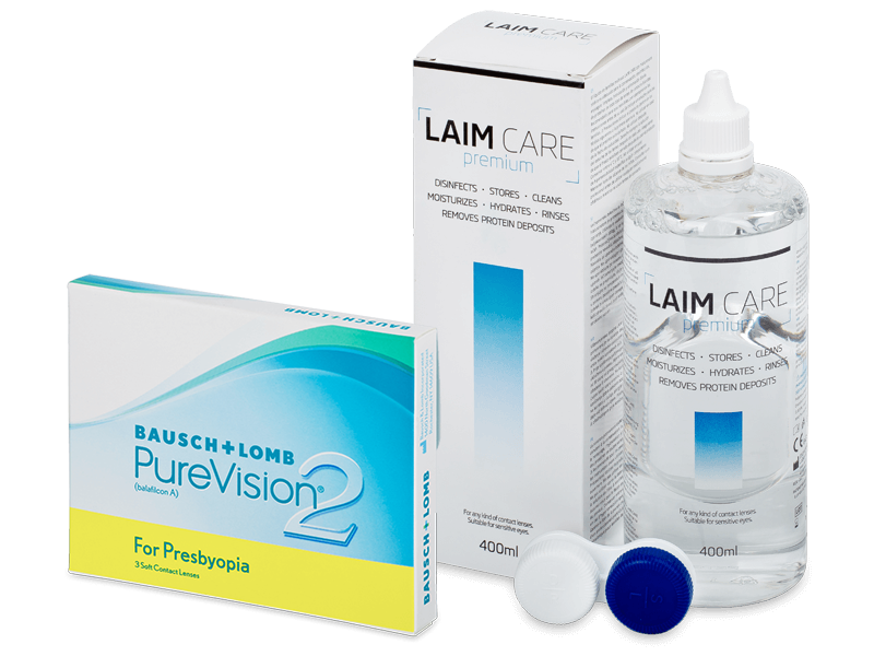 PureVision 2 for Presbyopia (3 lenti) + soluzione Laim-Care 400 ml - Package deal