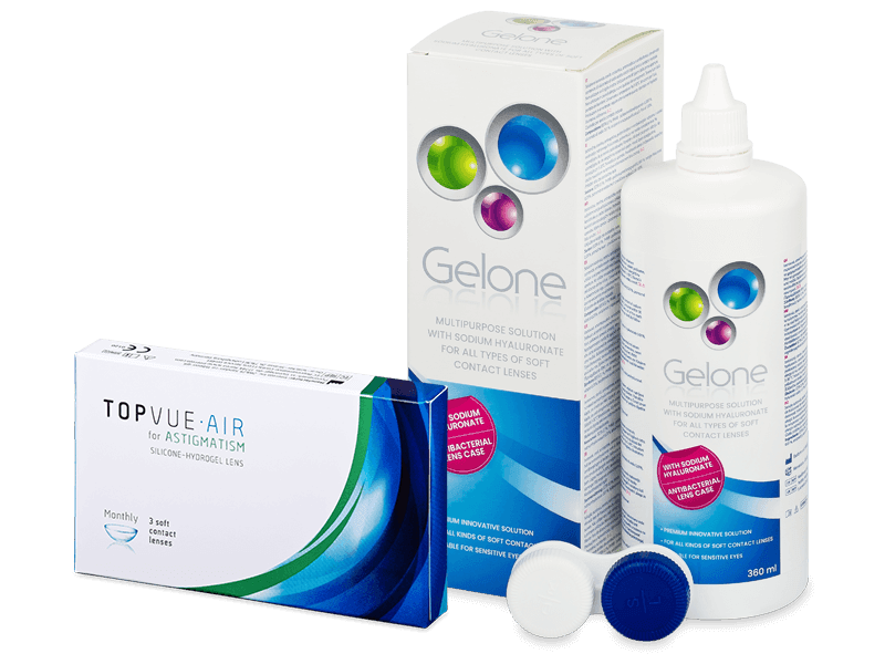 TopVue Air for Astigmatism (3 lenti) + soluzione Gelone 360 ml - Package deal