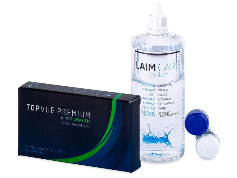TopVue Premium for Astigmatism (3 lenti) + soluzione Laim-Care 400 ml - Package deal