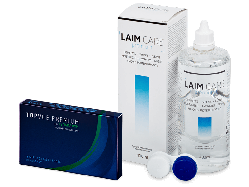 TopVue Premium for Astigmatism (3 lenti) + soluzione Laim-Care 400 ml - Package deal
