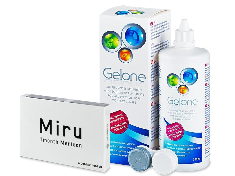 Miru 1month Menicon (6 lenti) + soluzione Gelone 360 ml - Package deal