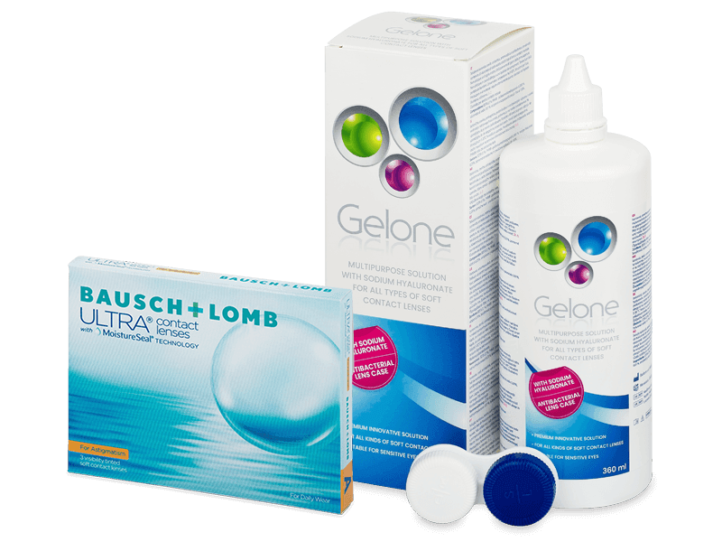 Bausch + Lomb ULTRA for Astigmatism (3 lenti) + soluzione Gelone 360 ml - Package deal