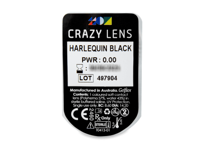 CRAZY LENS - Harlequin Black - giornaliere non correttive (2 lenti) - Blister della lente