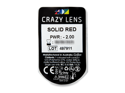 CRAZY LENS - Solid Red - giornaliere correttive (2 lenti) - Blister della lente