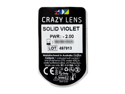 CRAZY LENS - Solid Violet - giornaliere correttive (2 lenti) - Blister della lente