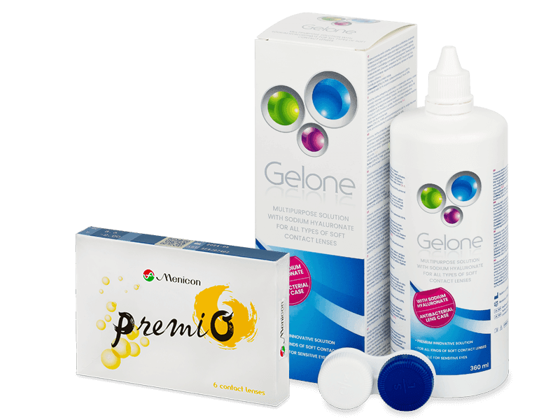 Menicon PremiO (6 lenti) + soluzione Gelone 360 ml - Package deal