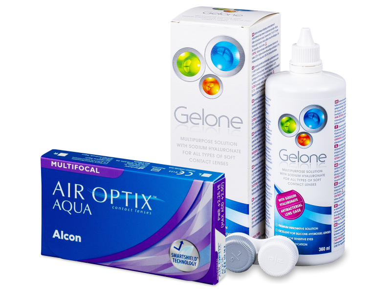 Air Optix Aqua Multifocal (3 lenti) + soluzione Gelone 360 ml - Package deal