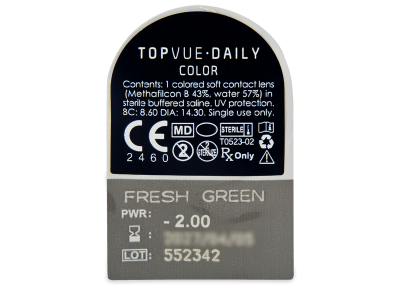 TopVue Daily Color - Fresh Green - giornaliere correttive (2 lenti) - Blister della lente