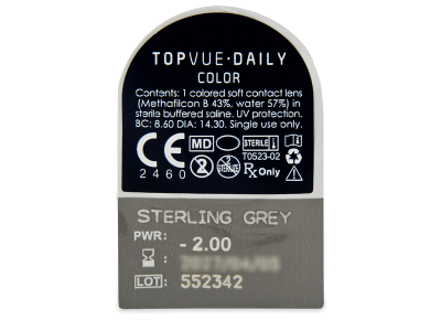 TopVue Daily Color - Sterling Grey - giornaliere correttive (2 lenti) - Blister della lente