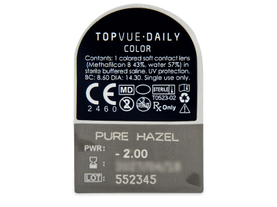 TopVue Daily Color - Pure Hazel - giornaliere correttive (2 lenti) - Blister della lente