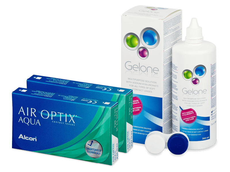 Air Optix Aqua (2x 3 lenti) + soluzione Gelone 360 ml - Package deal